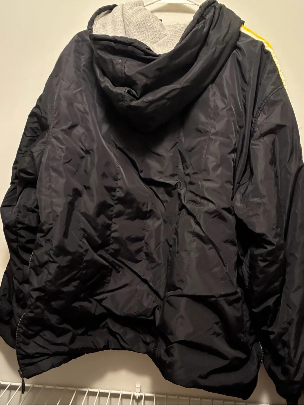 Vintage Y2K Adidas Reversible Half Zip Hoodie Black Windbreaker / Grey Fleece L